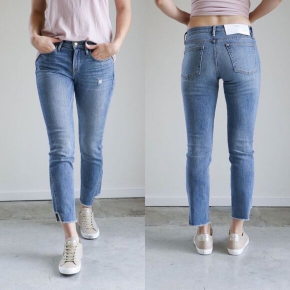 Frame Le Boy Jeans Beaudry Revolve Step Hem Size 24 Distressed Boyfriend Denim - Picture 6 of 16